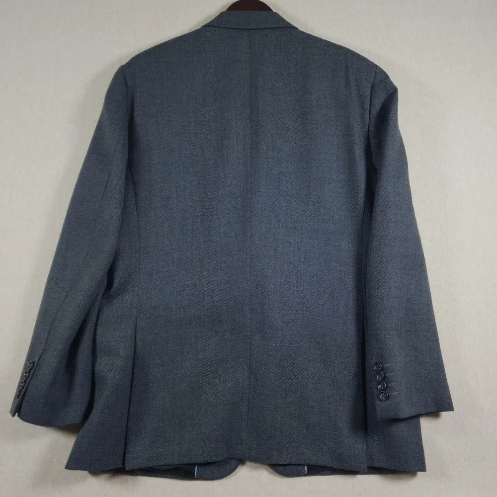 100 Merino Wool Sport Coat Mens 44R Gray Blazer Dark Academia Stafford Jacket